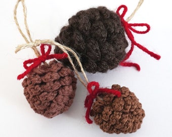 Crochet Pattern - Pinecone Amigurumi Ornament - for Christmas and Fall/Autumn