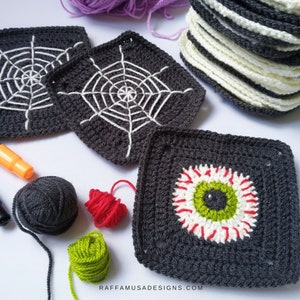 Halloween Granny Squares Crochet Halloween Afghan Blocks, Halloween Themed Granny Squares, Crochet Halloween Pattern, PDF Download image 7