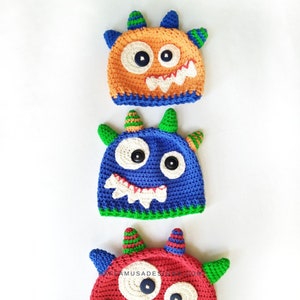 Crochet Pattern Monster Beanie Halloween Hat Baby to Toddler image 7