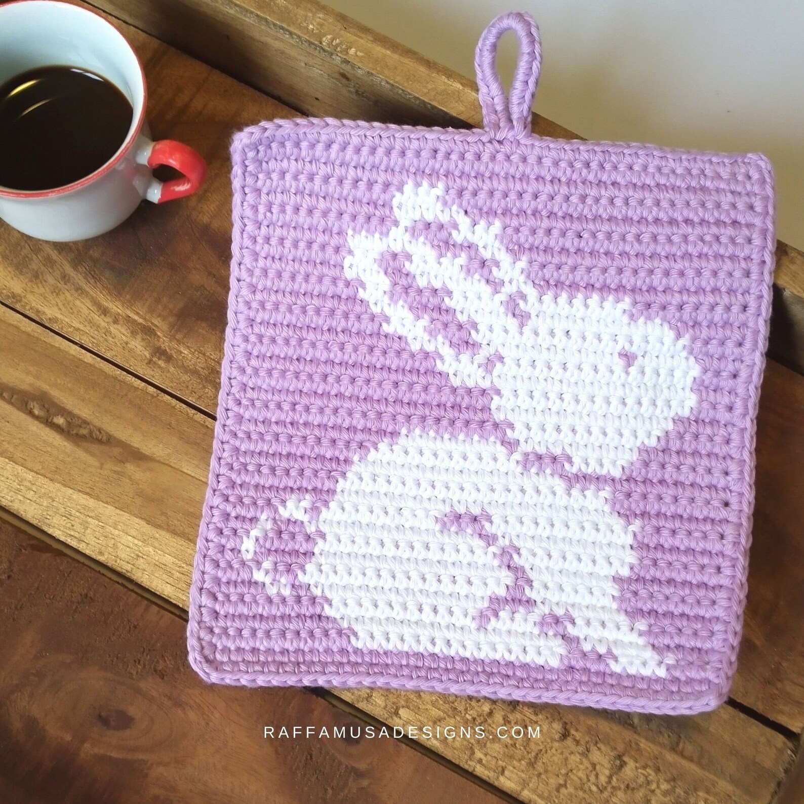 Tapestry Crochet Pattern - Bunny Potholder - Easter Spring Home Decor ...
