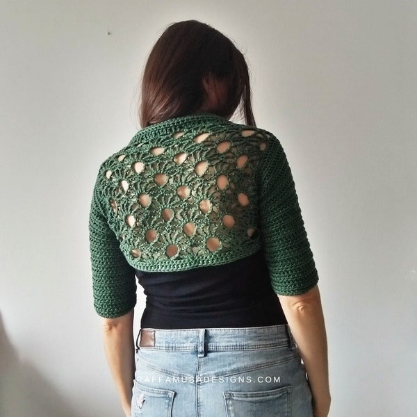 Crochet Pattern - Glitzy Bolero - Lace Shrug Jacket - Arm Warmer