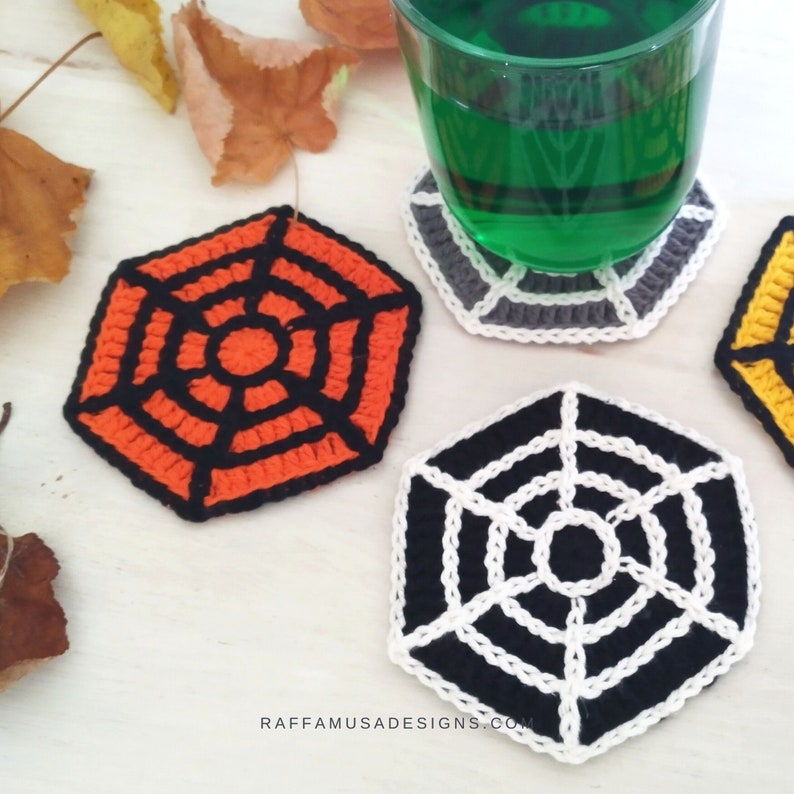 Crochet Pattern Spiderweb Coasters Halloween Spider Web Mug Rug image 4