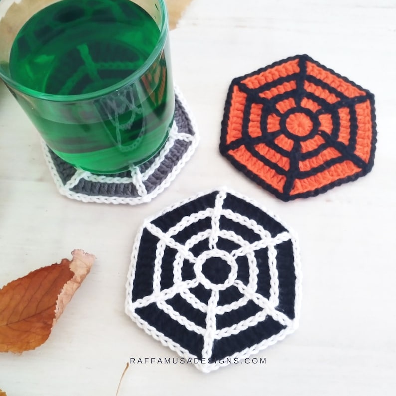 Crochet Pattern Spiderweb Coasters Halloween Spider Web Mug Rug image 6