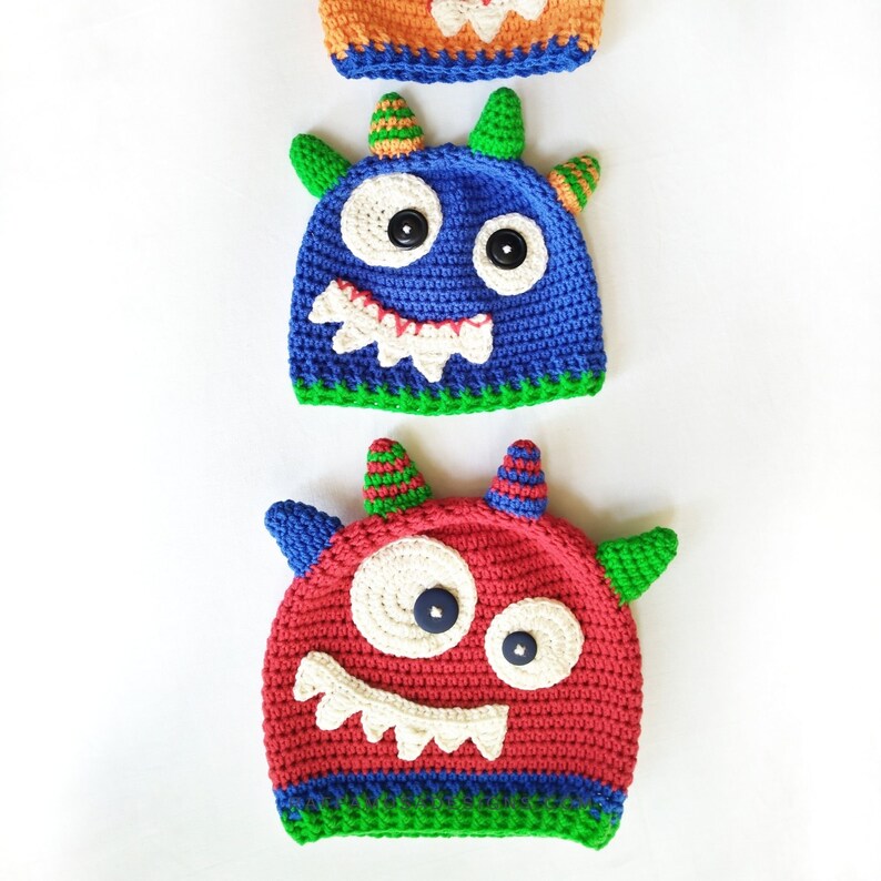 Crochet Pattern Monster Beanie Halloween Hat Baby to Toddler image 4