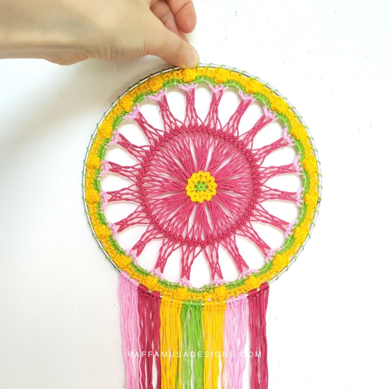 Crochet Pattern Hairpin Lace DreamCatcher Boho Wall Hanging image 3