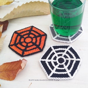 Crochet Pattern Spiderweb Coasters Halloween Spider Web Mug Rug image 1