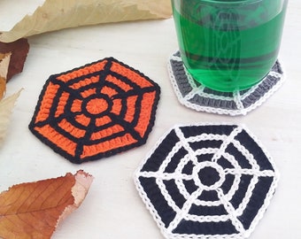 Crochet Pattern - Spiderweb Coasters - Halloween Spider Web Mug Rug