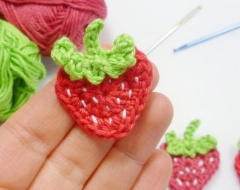 Crochet Pattern - Strawberry Applique Embellishment
