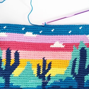 Crochet Pattern Desert Cacti Zipper Pouch Tapestry Crochet Mochila Bag Easy Pattern image 8