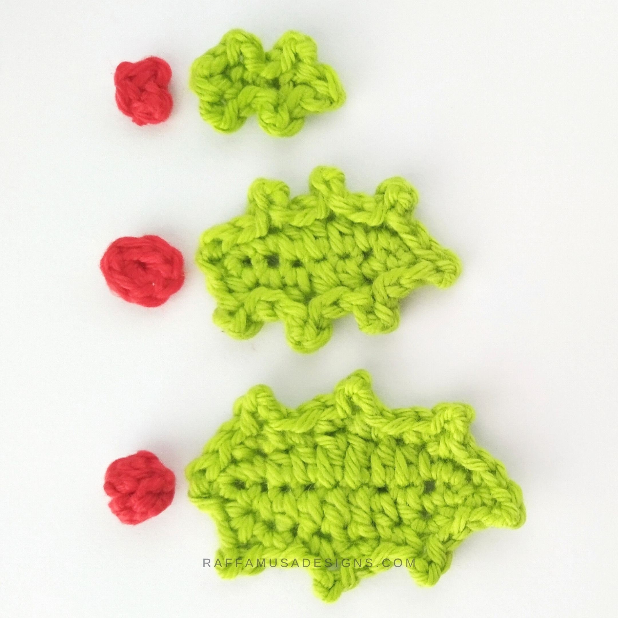 Crochet Pattern ~ Holly Leaf & Berry Appliques - Christmas Ornaments ...