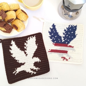 Tapiz Crochet Águila - Patrón Agarradera - Cuadrado Afgano