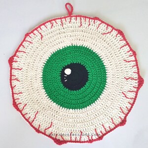Crochet Pattern Halloween Eyeball Dishcloth Fall Kitchen Washcloth image 5