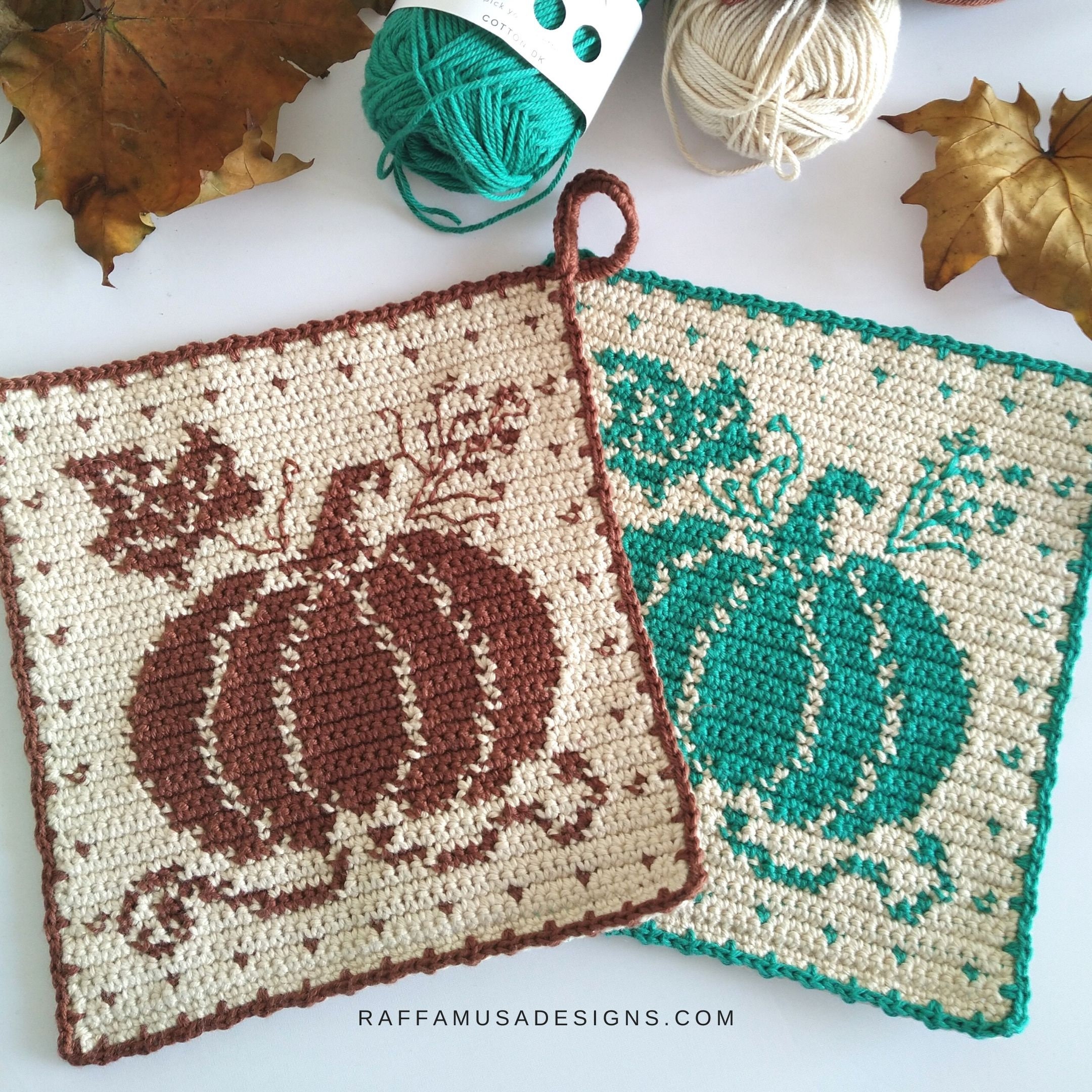 Crochet Pattern Pumpkin Potholder Tapestry Crochet Hot Pad Etsy