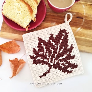 Crochet Pattern - Maple Leaf Potholder - Tapestry Crochet Hot Pad - Trivet