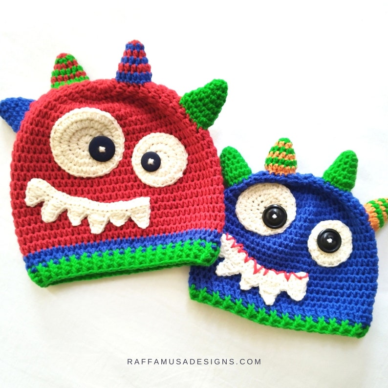 Crochet Pattern Monster Beanie Halloween Hat Baby to Toddler image 5