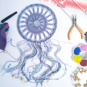 Crochet Pattern Hairpin Lace DreamCatcher Boho Wall Hanging image 4