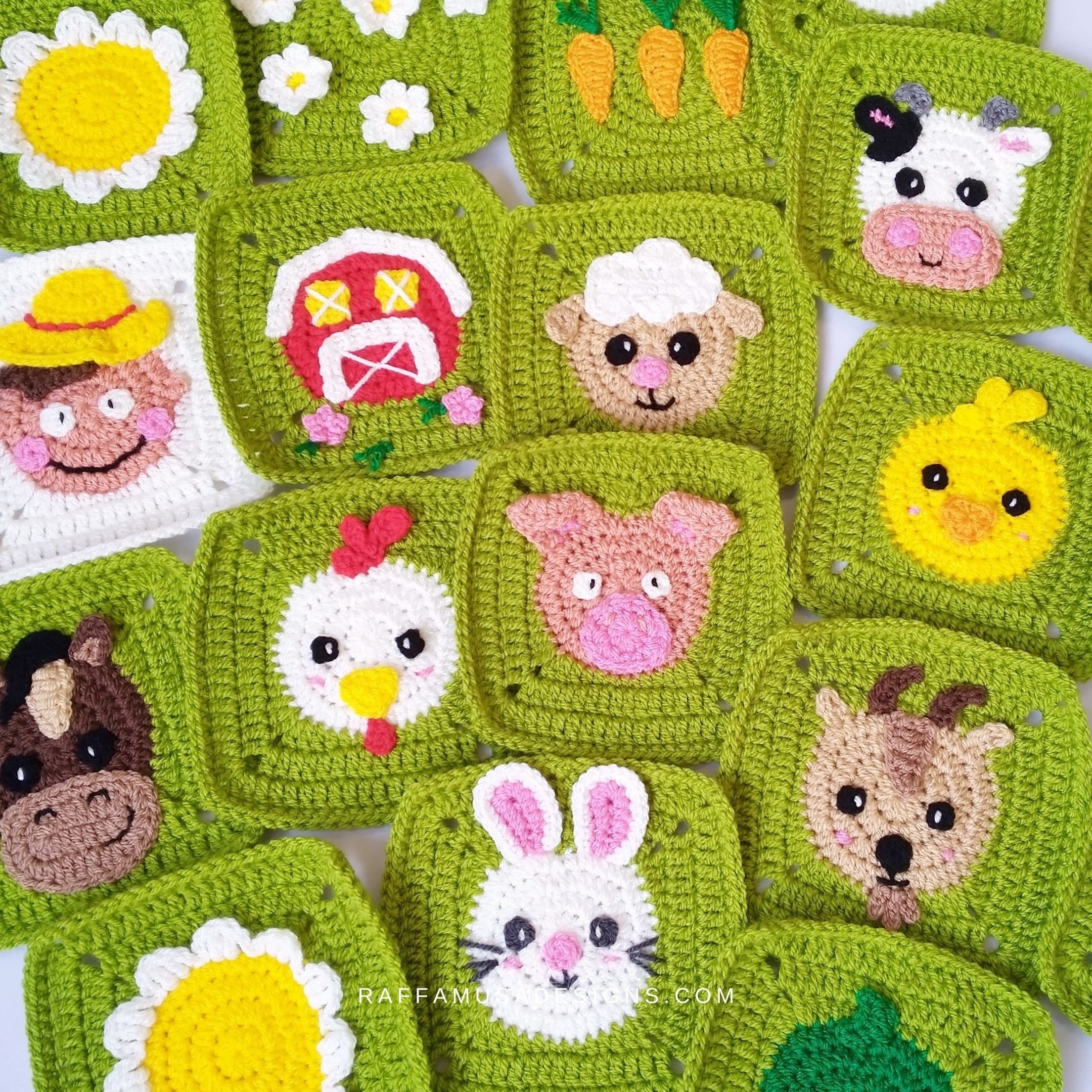 Crochet Pattern Spring Farm Granny Squares Farm Animals Etsy
