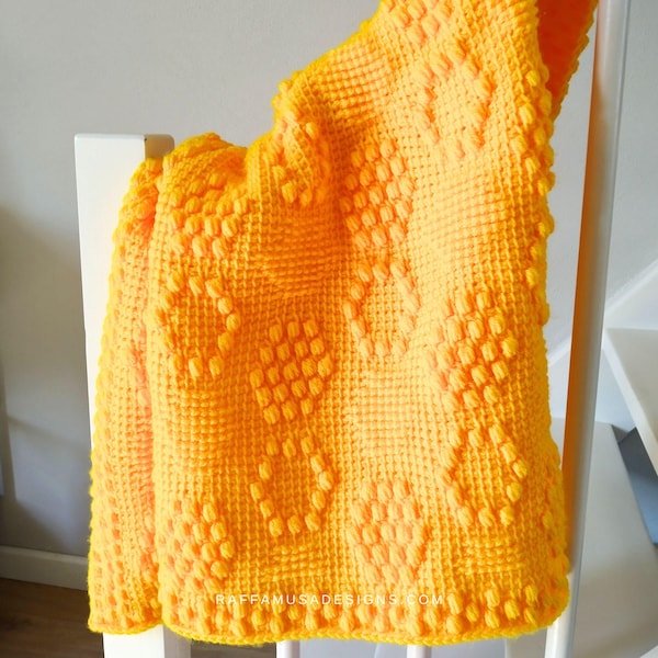 Crochet Pattern - Honeycomb Baby Blanket - Tunisian Crochet Beehive Afghan