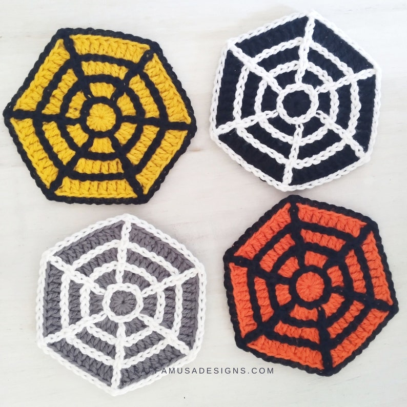 Crochet Pattern Spiderweb Coasters Halloween Spider Web Mug Rug image 5