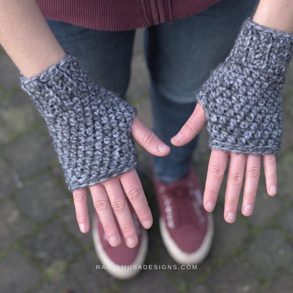 CROCHET PATTERN ~ Basic Fingerless Gloves - One-Size-Fits-Most Wrist Warmers - Fingerless Mitts Pattern