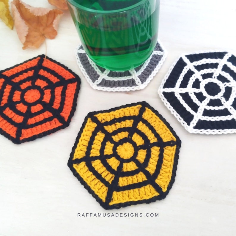 Crochet Pattern Spiderweb Coasters Halloween Spider Web Mug Rug image 2