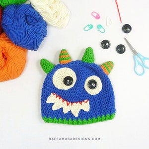 Crochet Pattern Monster Beanie Halloween Hat Baby to Toddler image 6