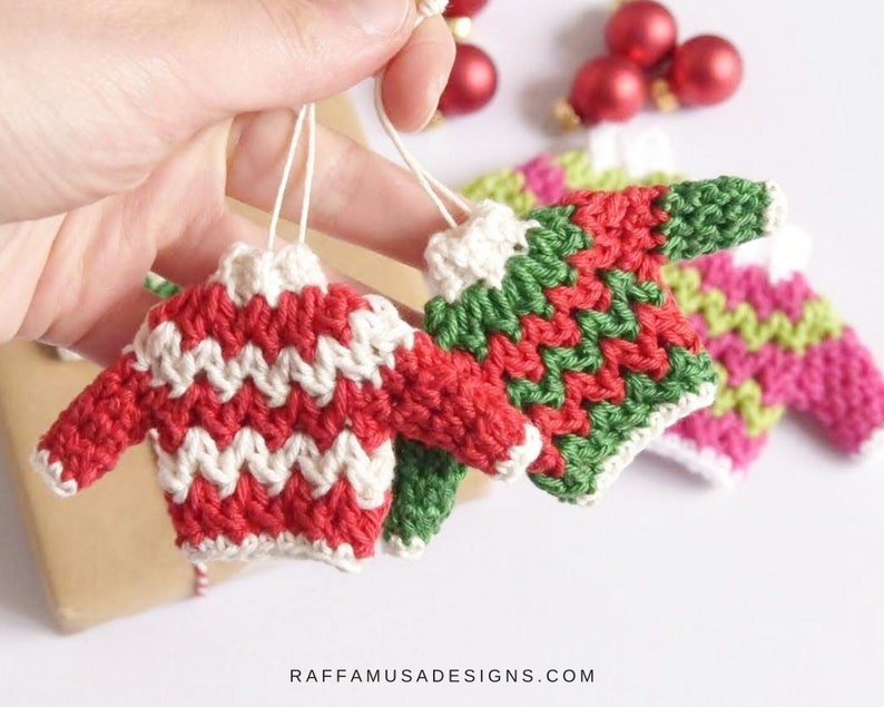 Crochet Pattern Ugly Christmas Sweater Crochet Ornament Pattern image 1