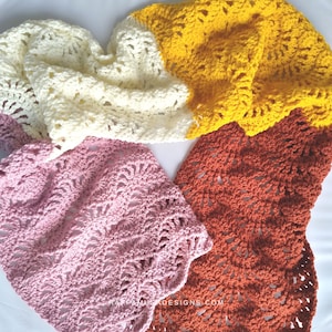 Crochet Pattern - Color Block Scarf - Feather and Fan Stitch Scarf