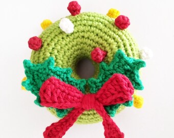 Crochet Pattern - Christmas Wreath Amigurumi - Doughnut Hanging Ornament - Christmas Tree Ornaments
