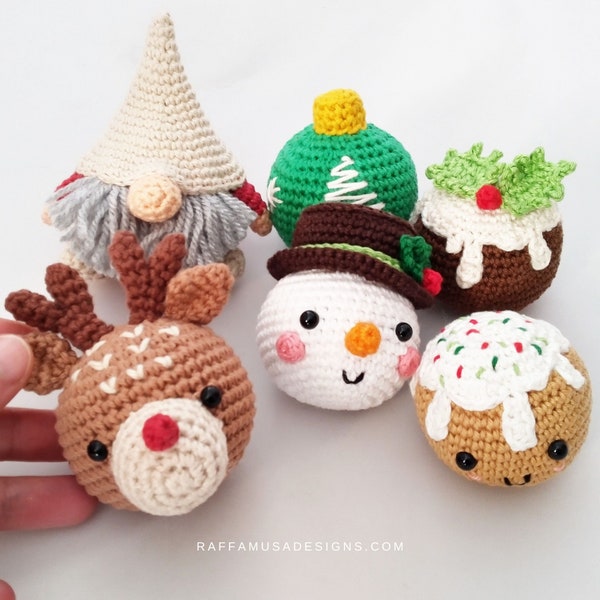 Crochet Pattern - Christmas Baubles Set - Amigurumi Ornaments