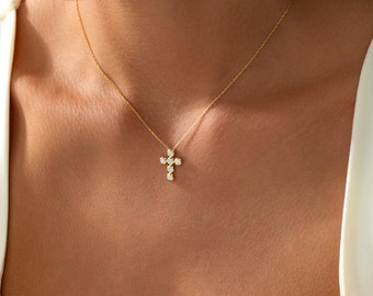 Mini Cross Necklace, Dainty Cross  Necklace , Minimalist Necklace , Mother's Day Gifts , Mom gift, Christian Gifts , Baptism necklace