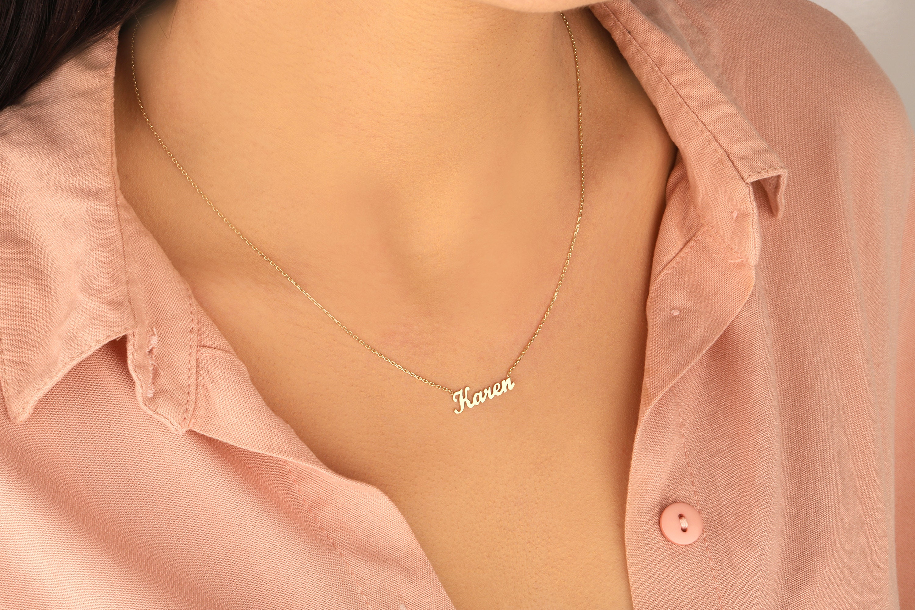 14k Solid Gold Name Necklace Name Necklace Gold Name Etsy
