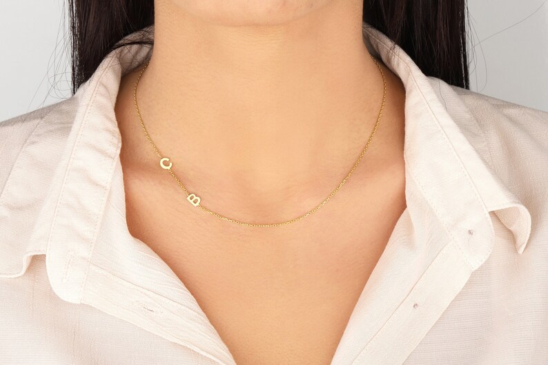 14k solid gold Initial Necklace, Initial Necklace , Personalized Necklace , Dainty Letter Necklace , Personalized Gift , shops Name necklace