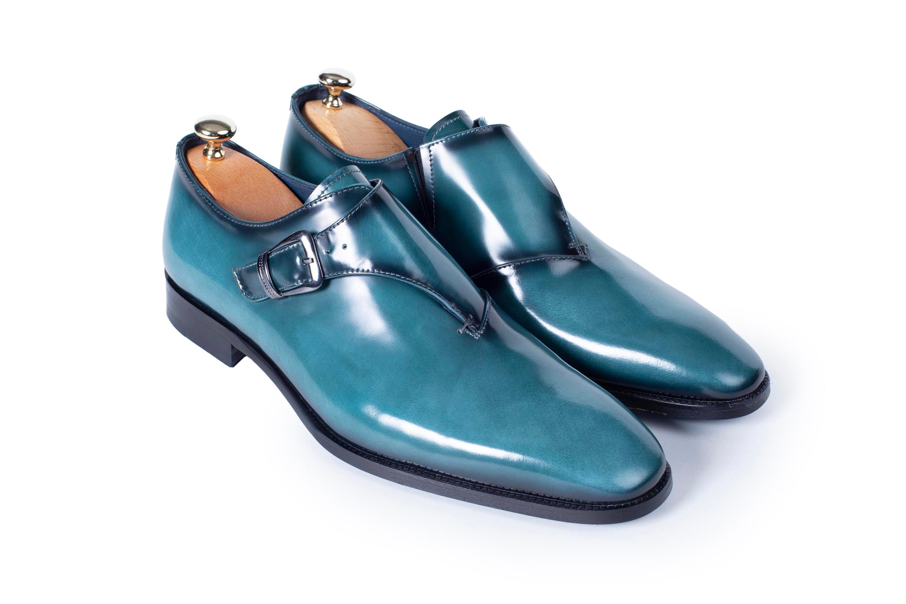 VellaPais Monkstrap Dress Shoes Special Green Luxury Mens Shoe Etsy