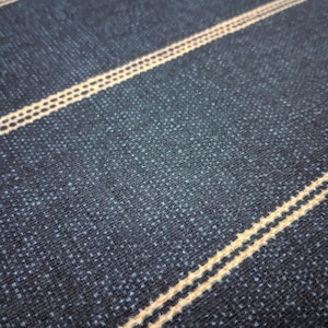 Fritz Bermuda Stripe - "Denim Blue" and Beige Stripe!  Fabric By The Yard - Furniture upholstery, Window Treatments, Crafts!