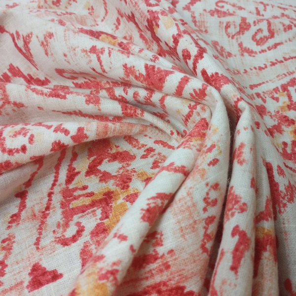 Fabric by the Yard - Richloom Explorer in Masala - Shades of Red/Pink and Orange/Coral on Off-White in a Boho/Diamond/Tribal Design!