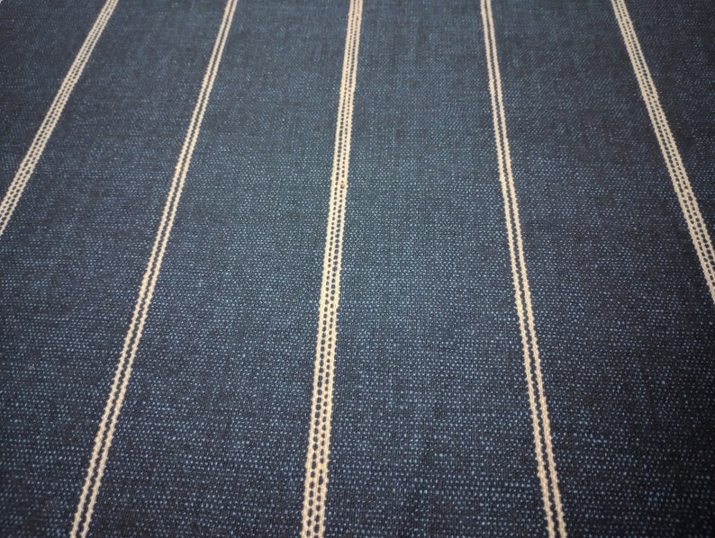 Fritz Bermuda Stripe Denim Blue and Beige Stripe Fabric By The Yard Furniture upholstery, Window Treatments, Crafts image 5