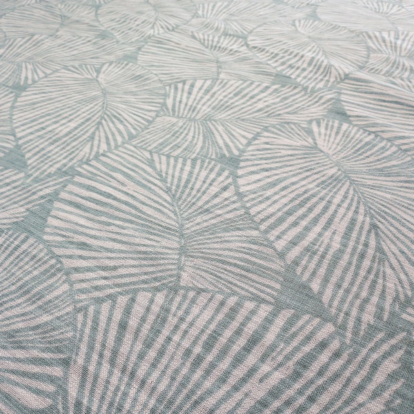 Tropical Leaf Linen Blend in Sage Green and Beige - Fabric By The Yard - Great for furniture upholstery, crafts, window treatments, etc!