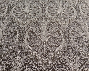 Cream & Chesnut Brown Tapistry Damask Design - Fabric By the Yard!