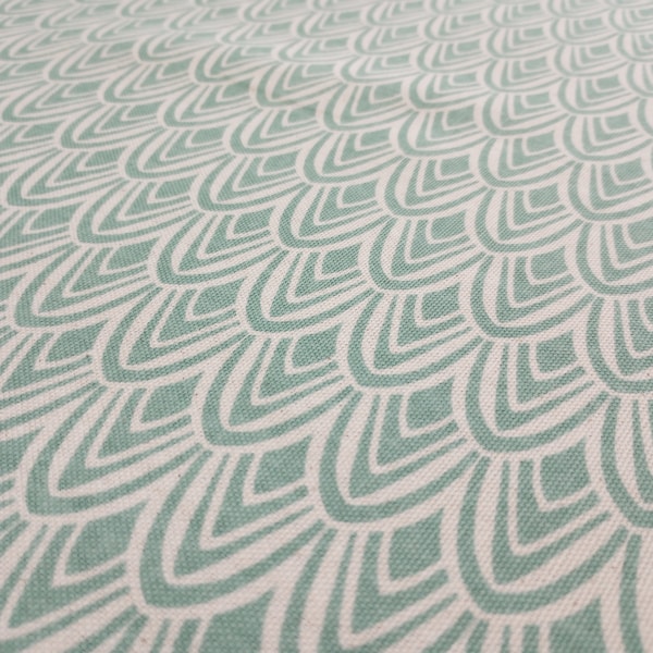 Pastel Minty Green & Off-White Art Deco Design Fabric - By The Yard - Great for upholstery, draperies, home decor!
