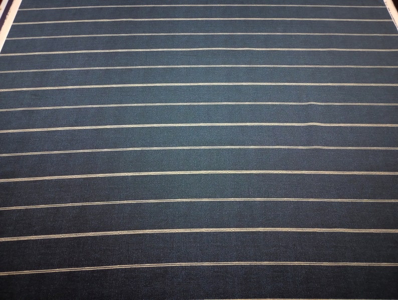 Fritz Bermuda Stripe Denim Blue and Beige Stripe Fabric By The Yard Furniture upholstery, Window Treatments, Crafts image 2