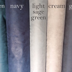 Vegan Faux Leather Suede Fabrics in Greens, Navy, Cream and Gray!  Felt backed, super soft surface!  Fabric By the yard!