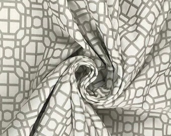 Off white & Gray Geometric Print Fabric - Heavy Duty Home Decor and Upholstery Fabric By The Yard!