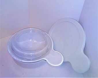 Grab It Dish Corning Ware White Heat n Serve Single Serving Bowl with both Glass and Plastic Lid Vintage Old Fashion Retro