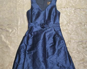ML Monique Lhuillier Bridesmaids Dress Sz 14 Petroleum Blue Wedding Vintage Cocktail Y2k Elegant Whimsical Glamour Fairy Whimsy Gothic