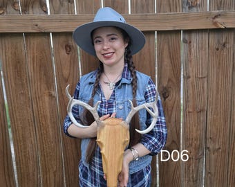 8 Points Rustic Head Deer Antler Wall Decor Sculpture Wood Handmade Westerncore