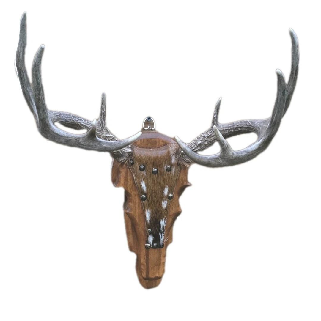 10 Points Rustic Head Deer Antler Wall Decor Sculpture Wood Handmade ...