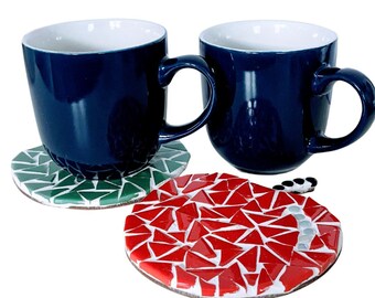 Red and Green Apple Coasters DIY Mosaic Kit - Craft Your Own Stylish Table Decor!