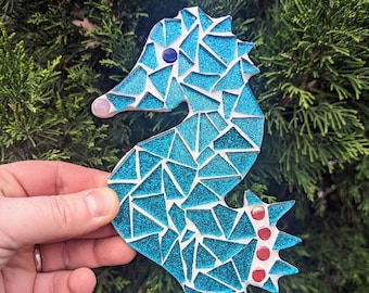 Blue Sparkly Seahorse, Mosaic Kit, Make Your Own, DIY Crafts