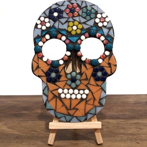 Kit de mosaico de calaveras para hacer tú mismo, manualidades de Halloween, calaveras de azúcar, Día de los muertos, hazlo tú mismo, caja de manualidades, actividades para niños